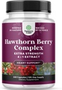 High Strength Hawthorn Berry Capsules - Pure Antioxidant Hawthorn Berry Supplement with Leaf & Flower Extract 4:1 for Healthy Heart & Digestion - Energy Support for Men & Women - 240 Count Pack