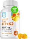 DR. Formand MORITZ D3- vitamin Gummies (5000 IE) med K2 - for voksne og børn - D3- vitamin K2 Gummies for immunforsvar & ben- sundhed - Vegan, Sugar Free, Gluten Free (60 Greve)