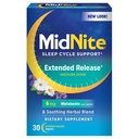 MidNite Extended Release Medium Dosis, 6 mg Melatonin Sleep Aid, Non- Habit Danning, Urtemedicin supplement til voksne, drug- fri, Gluten- fri, Lactose- fri, Vegetar, Vegetar, 30 tabletter