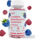 Creatin monohydrat gummier til mænd og kvinder - høj renhed sour Blå Raspberry-Chewable Creatin Infunded Gummy for Muscle Strength & Energy Boost, Biotilgængelig Pre- workout supplement