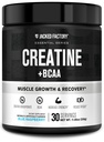 Jacked Factory Creatin + BCAA - Creatinine monohydrat + BCAA pulver til øget post-workout inddrivelse, ydeevne, Lean muskelvækst, og reduceret træthed - 30 Servering, Blå Hindbær