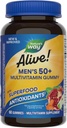 Nature's Way Alive! Men’s 50+ Daily Gummy Multivitamins, Supports Healthy Brain, Eyes, Heart*, B-Vitamins, Gluten-Free, Vegetarian, Fruit Flavored, 60 Gummies (Packaging May Vary)
