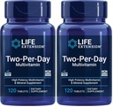 Life Extension Two-Per- Day High Potency Multi- Vitamin & Mineral Supplement - Vitamin, Mineraler, Plant Ekstrakter, Quercetin, 5-MTHF Folate & Mere - Gluten- Free - Non- GMO - 120 tabletter (pakke med 2)