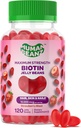 Biotin Jelly Bean Gummy Vitaminer, Max Strength Biotin for hår, hud og negle, 10,000mcg per servering, Hårvækst Vitaminer for mænd og kvinder, 120 Strawberry Blast Jelly Beans, Kosher