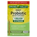Spring Valley Daily Probiotic Dietary Supplement, 4 Billion, 60 Vegetarian Capsules