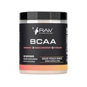 RAW Synergies BCAA Powder - Vegan 2: 1: 1 Aminosyrer med L- Glutamin - Muscle Recovery, Endurance & Hydration Support - Sour Peach Rings, 30 Servering