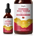 Mælk Thistle Lever Detox Drops Apple Flavor - Lever Rengøring Detox & Reparation med Moringa, Mælkebøtte, Burdock & Green Tea - Urtevæske supplement til leverstøtte & leversundhed, Vegan, 2 Fl Oz