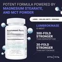 Potent Lumbrokinase Supplement (120 Servere) 40mg / Servering (Max Aktivitet - 800.000 Enheder) - Lumbrokinase Enzymes kapsler til energistøtte, fordampning, kognition & Gut sundhed - svarende til Nattokinase