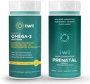 Iwi Omega-3 Essential & Prenatal Multivitamin Bundle, 30 Servings, Vegan Plant-Based Algae Omega 3, Krill & Fish Oil Alternative, No Fishy Aftertaste