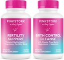 Pink Stork Graviditet Prep & Fertilitet Support - Vitex, Inositol, Folate - Fødselskontrol Cleanse - 2 Pack