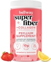 Bellway Super Fiber Powder + Collagen, Sugar- Free Psyllium Husk Powder med Collagen Peptider og Hyaluronsyre til Gut Health, Sund Hud, Nails, Bones & Joints, Strawberry Lemonade (11 Servere)