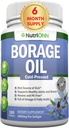 Borage Oil - 1000 mg - 180 Softgels - Cold Pressed High GLA Borage Seed Oil - Hexane og PA Free - Great for hud, hår og knogler.