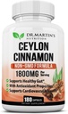 1800mg Organic Ceylon Cinnamon Kapsler 124; 180 Tæl 124; Understøtter Joints, Sund Inflammation Responses, Antioxidant & Kardiovaskulær Sundhed
