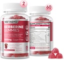 Berberine Supplement 1500mg, Sugar Free Berberine med Ceylon Cinnamon Gummies, Chrom, Gurkemeje, Fenugreek for naturligt stofskifte Balanceret, Berberine HCl fra indisk bær ekstrakt, 120 Cts