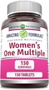 Amazing Formulas Women 's One Multivitamin Supplemented 124; Food Based Measures 124; 150 tabletter Measures 124; Perfect Blend of Vitamin, Minerals & Probiotics Measures 124; Non- GMO Measures 124; Gluten- Free Measures 124; Made in USA