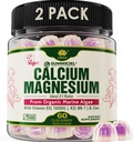 2 Pack - Plant Based Calcium Gummies 600mg med vitamin D3 K2, Magnesium, Zink til Knoglestyrke, Sukker Free Calciumtilskud til kvinder & mænd (Certificeret Vegan) fra bæredygtigt økologisk rød Alger