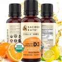 Økologisk flydende D-vitamin dråber til børn og voksne, sukker gratis. Let at bruge 1.000 IE / drop i kokos MCT olie. Laster måneder, bedste til høje doser. Max Absorption VIT D3 supplement. Stor smagsprøve (Citrus)