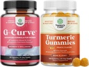Bundle af G Curve Horny Geat Weed for kvinder for forbedret energi mad og ydeevne og gurkemeje gummier for voksne Peach Flavor - Ekstra styrke fælles støtte gummier