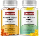 Magnesium Glycinate Gummies, Calcium Citrate Gummies for Kids & Adults, Bone Support