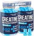 5000mg Creatininmonohydrat Gummies Formel for mænd og kvinder Ultimate Muscle Builder, Energy Booster & Pre- Workout Supplement (2 Pack)