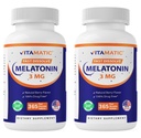Vitamatic Melatonin 3mg Tablets | Vegetarian, Non-GMO, Gluten Free | 1 Year Supply | Natural Berry Flavor - 365 Tablets- 2 Pack