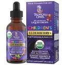 Tropical Oasis USDA Organic Liquid Vitamin Drops with Elderberry, Vitamin C and Zinc for Toddlers & Kids | Sugar Free | Vegan | Non-GMO | 2 Fl Oz