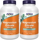Now Supplements,Magnesium Citrate 200 mg,Enzyme Function*,Nervous System Support*,250 Count (Pack of 2)