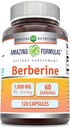 Amazing Formulas Berberine 1000mg Per Serving 120 Kapsler Supplement 124; Ikke GMO 'er