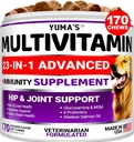 Hund Multivitamin Chewable med Glucosamin - Hund vitaminer og kosttilskud - 170 Treatings - Senior & Puppy Multivitamin til hunde - Hip & fælles støtte - immunforsvar, hud, hjerte, fordøjelse, Probiotika