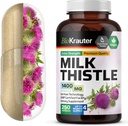 BIO KRAUTER Milk Thistle Capsules 1400 mg - 250 Count - Lever Detox & Rense Supplement - Vegan Silymarin Capsules - Milk Thistle Powder - Ikke GMO