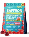 Magnesium Gummies for Kids, Happy Calm & Saffron Gummies Kids, Advanced Focus & Calm Support, Magnesium Glycinate Gummies, Ashwagandha & L-Theanine-Magnesium Glycinate Sugar Free-60 Count