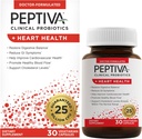 Peptiva Probiotika Heart Health - Heart Health Support, 25 Millioner CFU, Multi- Strain Probiotic, Lactobacillus Acidophilus, Bifidobacterium, fordøjelsesstøtte - 30 Vegetariske kapsler