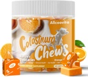 Bovin Colostrum Chews Supplement med probiotika til Gut Sundhed, Bloating, immunforsvar, hud, hårvækst og skønhed - Orange Flavor (60 Servere)