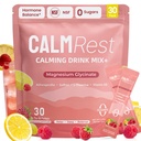 Calm Magnesium Powder Drink Mix Cortisol Supplement for Women, High Cortisol Reducer for Sleep & Relax Supports, No Sugar, Raspberry Lemonade, 30Ct