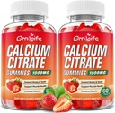2 Pack Calcium Citrate Gummies, Sugar Free Calcium Citrate 1000mg for Muscle Sund, Absorption Calciumtilskud til voksne & Børn, Jordbær, 120 Tæl