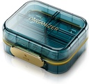 Bærbar rejsepille Organizer med 7 Compartments - Perfect Weekly Pill Case Vandtæt Pill Box til daglige vitaminer og medicin, Lille Pill Container til Pocket Purse (blå)
