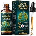Elite Mullein Drops for Lungs, Respiratory Support, Organic Leaf Extract Liquid, Lungwort, Licorice Root, Thyme, Elderberry, Peppermint Oil, Vegan, Alcohol & Sugar-Free, 60mL