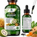 Soursop Graviola Liquid Drops 2000mg, Organic Soursop Bitters Liquid, Antioxidant Blend Sea Moss, Vitamin C, D3 (2 Fl Oz)