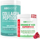 GOBIOTIX Super Greens & Collagen Bundle - Vitality Boost with Organic Spirulina & Hair-Skin-Nails Support - 30 Servings Each