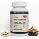 EVARA 5% Ashwagandha Pills 500mg (100 count) - 100 Day Supply | High Potency Ashwagandha Root Extract with Black Pepper & 5% Withanolides | Organic Ashwagandha Powder, Vegan, Gluten Free GMP Certified