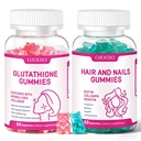 Glutathione 5000mg & Biotin 5000mcg Gummies Bundle with Collagen Keratin, Anti-Aging Skin Brightening Hair Skin Nails Vitamins- 120 Chewable Candies