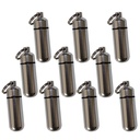 Sluice Fox 10 Pack Aluminum Pill Shape Case Keychain ID Holder Pet Ashes Urn Silver Metal