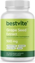 BESTVITE Grape Seed Extract 500mg (120 Vegetariske Kapsler) - Ingen Stearates - Standardiseret til 95% Polyphenoler