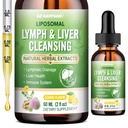Lymphatic Drainage - Liver Cleanse Detox & Repair Drops, Liposomal Milk Thistle, Echinacea, Artichoke, Dandelion, Turmeric, ''Lymph-Liver'' Detox Supplement, Immune & Health, Lemon Flavor, 2 Fl Oz
