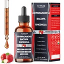 8in1 Ashwagandha Liquid Drops with Bacopa, Rhodiola Rosea, Phosphatidylserine, L-Theanine, Panax Ginseng, Ginkgo Biloba, and Lemon Balm - 30ml 1 Fl Oz