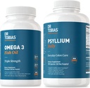 Dr. Tobias Omega 3 Fish Oil & Psyllium Daily Supplements for Heart, Brain & Immune Support, Healthy Bowel Movement Supports with Psyllium Husk Capsules