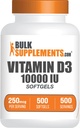 BulkSupplements.com Vitamin D3 10000IE Softgels - Cholecalciferol, D3 Supplement, D-vitamin 10000 IE - 1 vitamin D3 Softgel (250 mcg D-vitamin) per servering - 500 - Day Supply, 500 Softgels