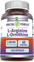 Amazing Formulas L- Arginin / L- Ornithin 1500 Mg Per Serving, Kapsler 124; Non- GMO 'er 124; Gluten Free Memories 124; Aminosyretilskud (120 Tæl)