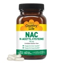 Country Life N-Acetyl Cysteine (NAC) 750 mg – Premium Liver Support and Lung Health Supplement – Powerful Antioxidant Protection, Liver Detox & Cleanse, Immune Support, 60 Vegetarian Capsules