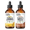 Wild & Organic Ashwagandha Tincture 4 fl oz & Lion's Mane Tincture 4 fl oz